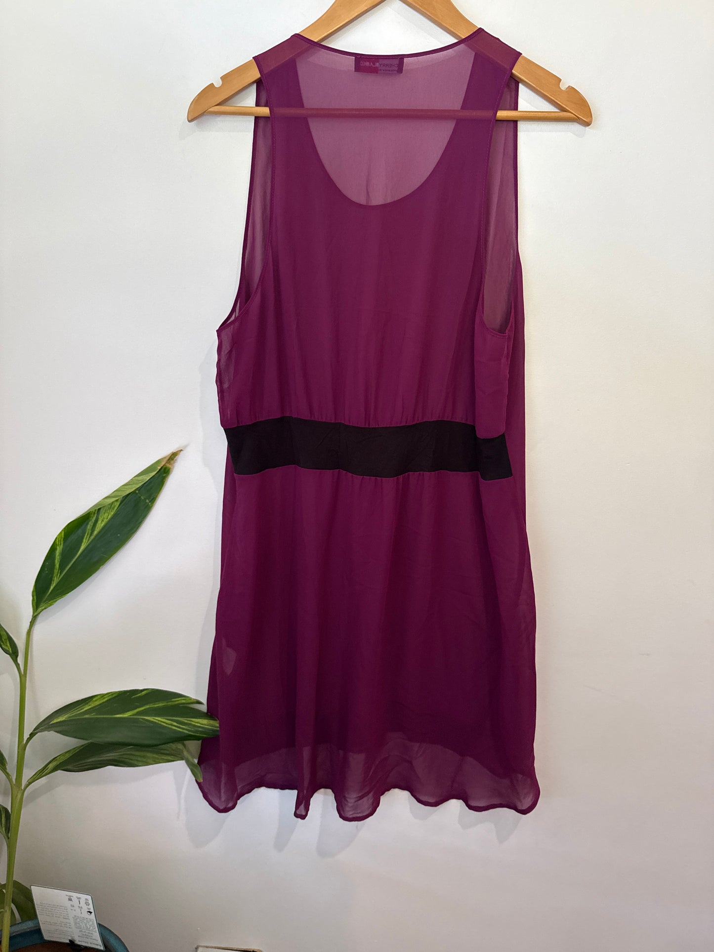 Cherry Blasko (NZ Made) Sheer Overlay Sleeveless Dress Size 12
