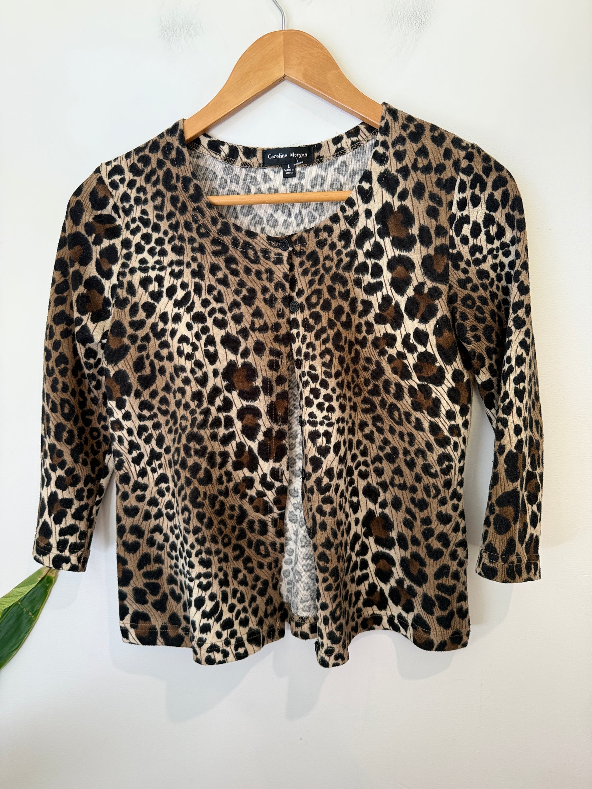 Caroline Morgan Leopard Print Cardigan Size L