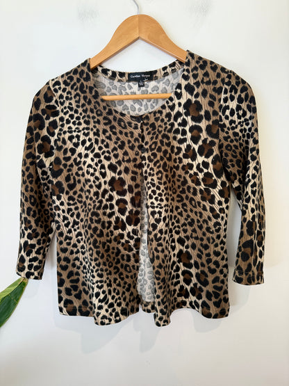 Caroline Morgan Leopard Print Cardigan Size L