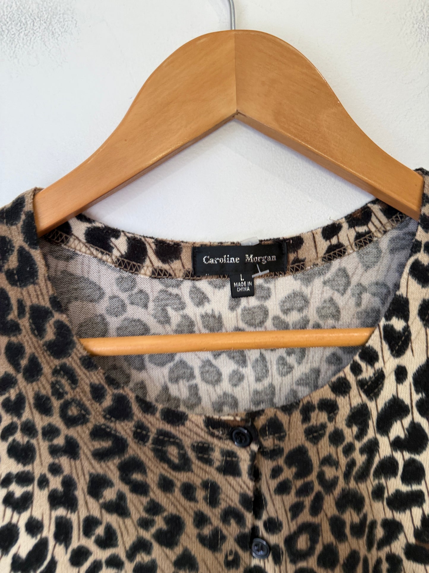 Caroline Morgan Leopard Print Cardigan Size L