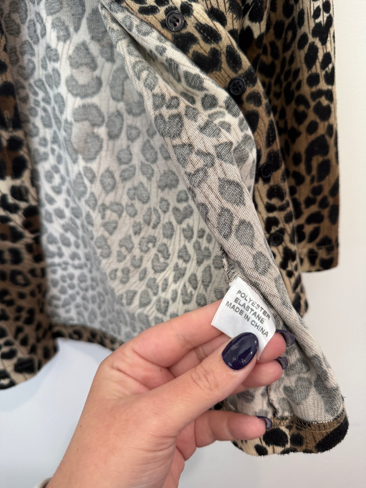 Caroline Morgan Leopard Print Cardigan Size L