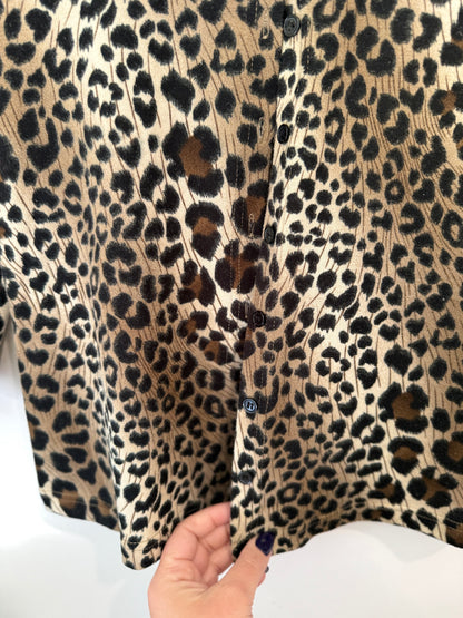 Caroline Morgan Leopard Print Cardigan Size L