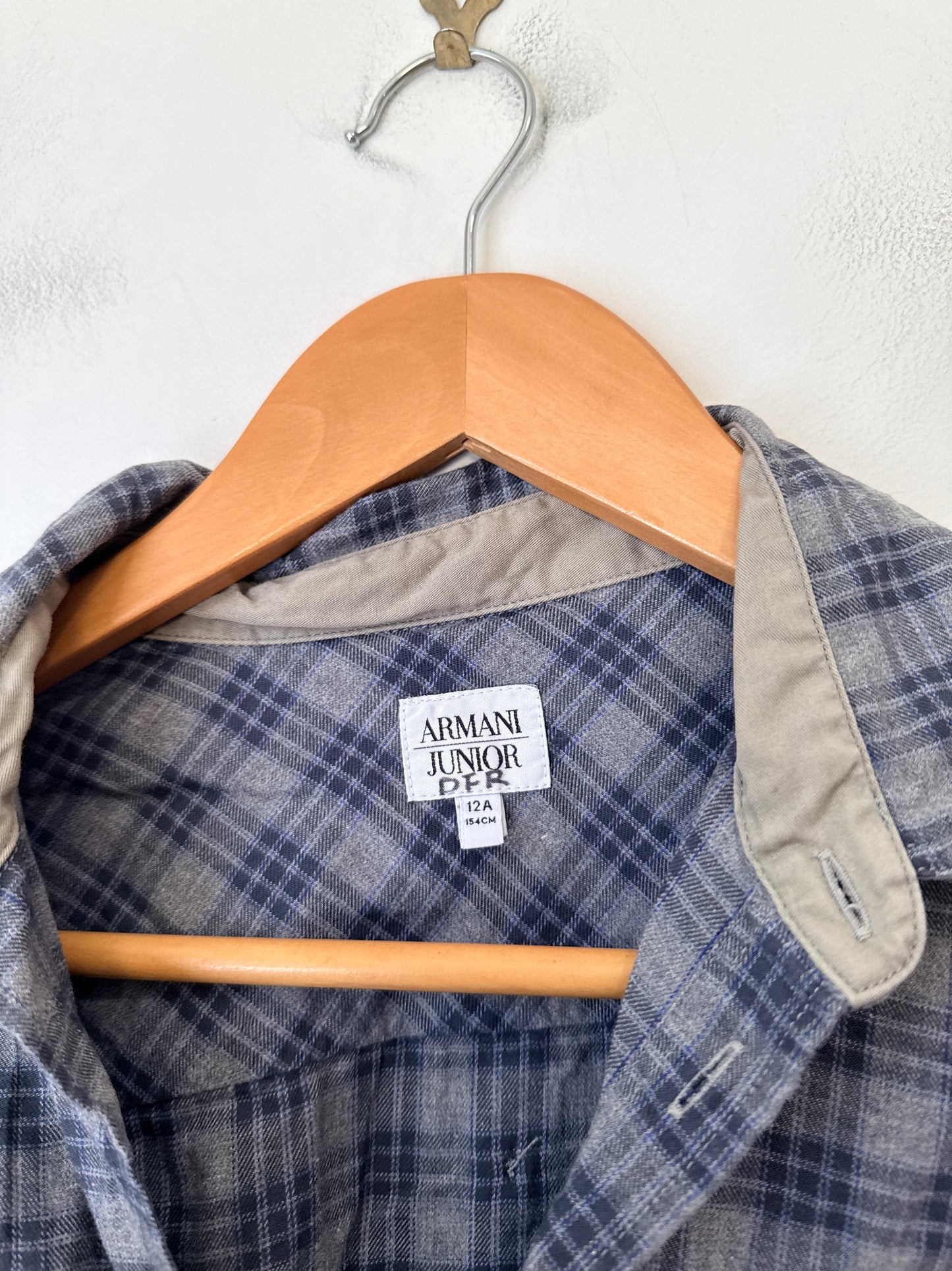 Armani Junior Plaid Button-up Shirt Size 12A | 154cm | U/Arm to U/Arm 46cm | L 54cm