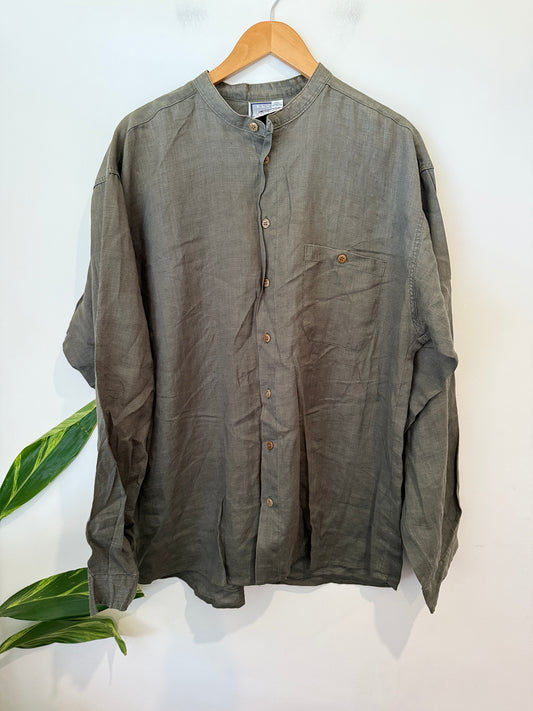 Blue Stone (NZ Made) Band Collar Shirt Size XXL