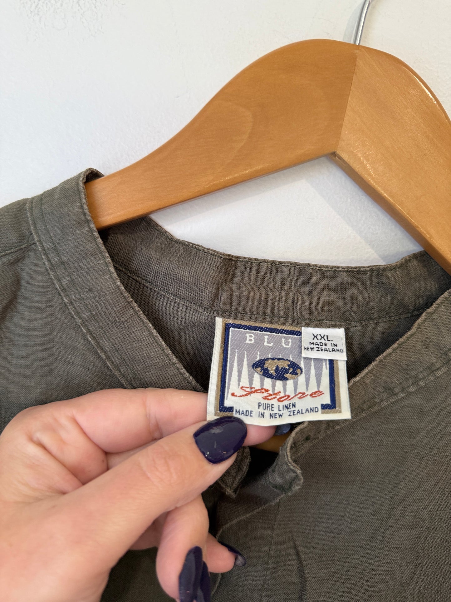 Blue Stone (NZ Made) Band Collar Shirt Size XXL