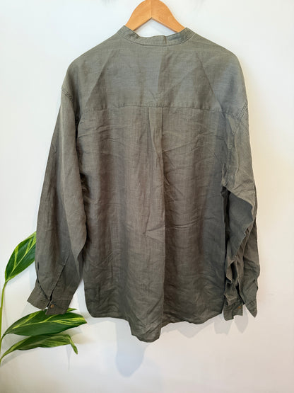 Blue Stone (NZ Made) Band Collar Shirt Size XXL