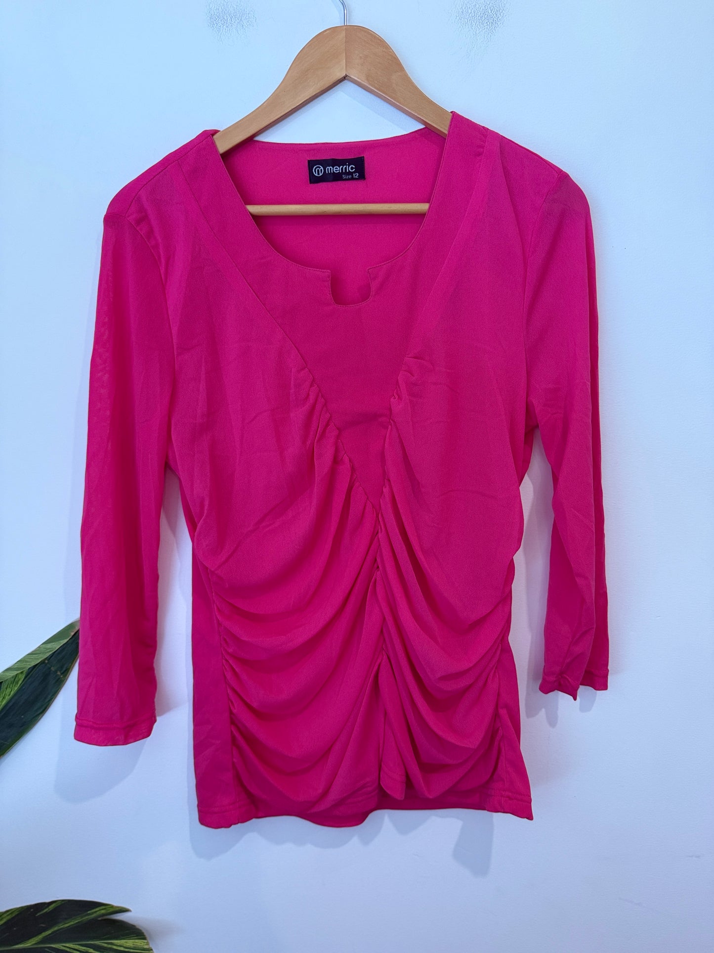 Merric Long-sleeve Ruched Top Size 12