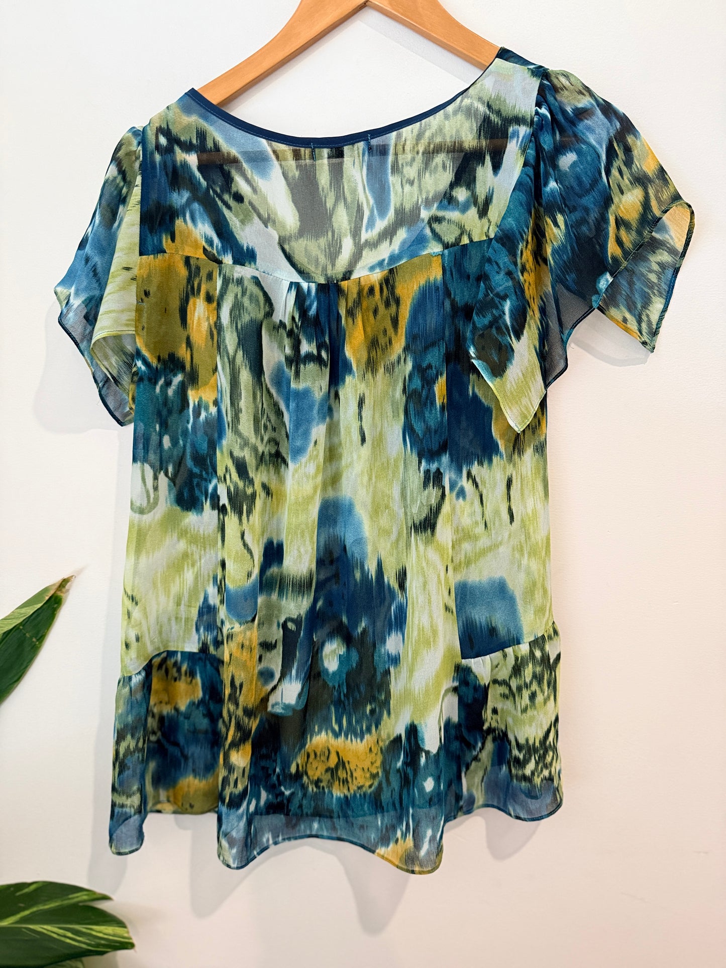 Spiral Short-sleeve Chiffon Top Size U/Arm to U/Arm 48cm