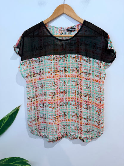 Charcoal Multi-color Plaid Top Size 10