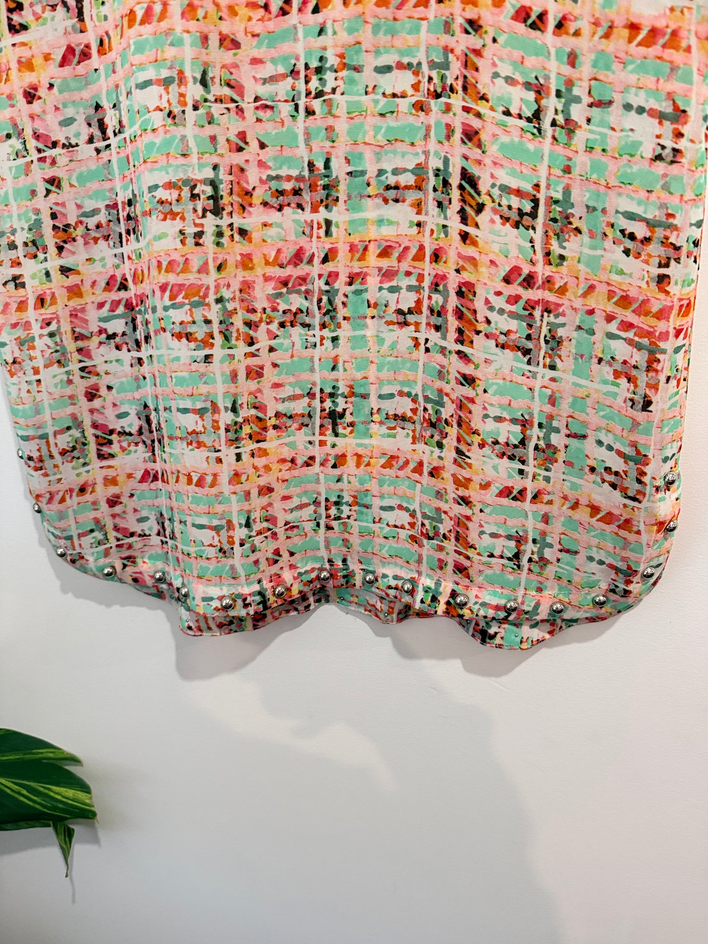 Charcoal Multi-color Plaid Top Size 10