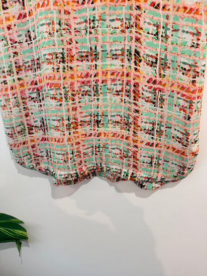 Charcoal Multi-color Plaid Top Size 10