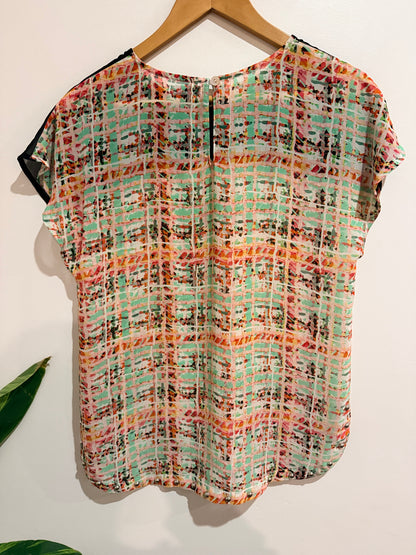 Charcoal Multi-color Plaid Top Size 10