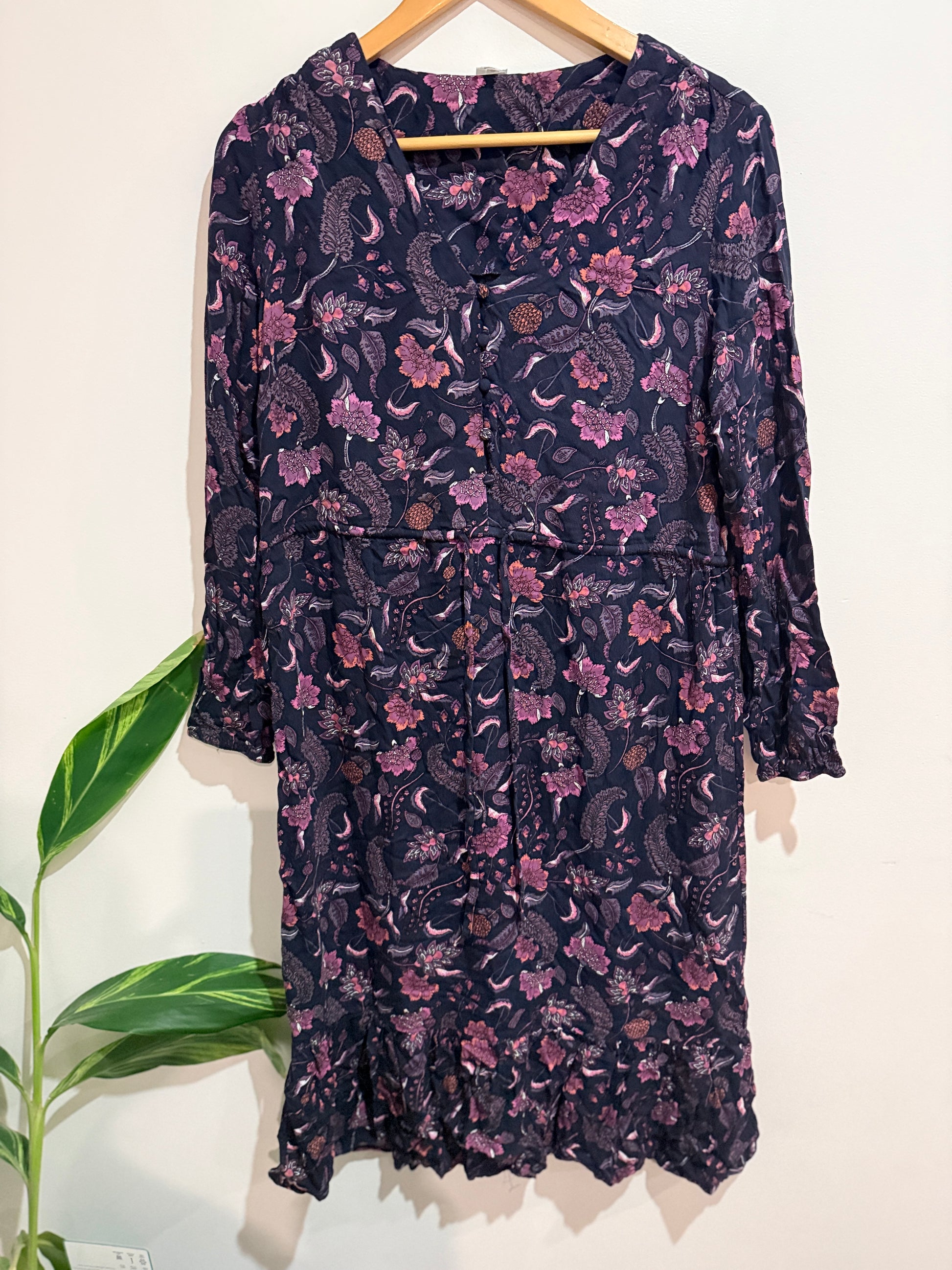 Anko Long Sleeve Tie-waist Dress Floral Print Size U/arm to U/arm 48cm