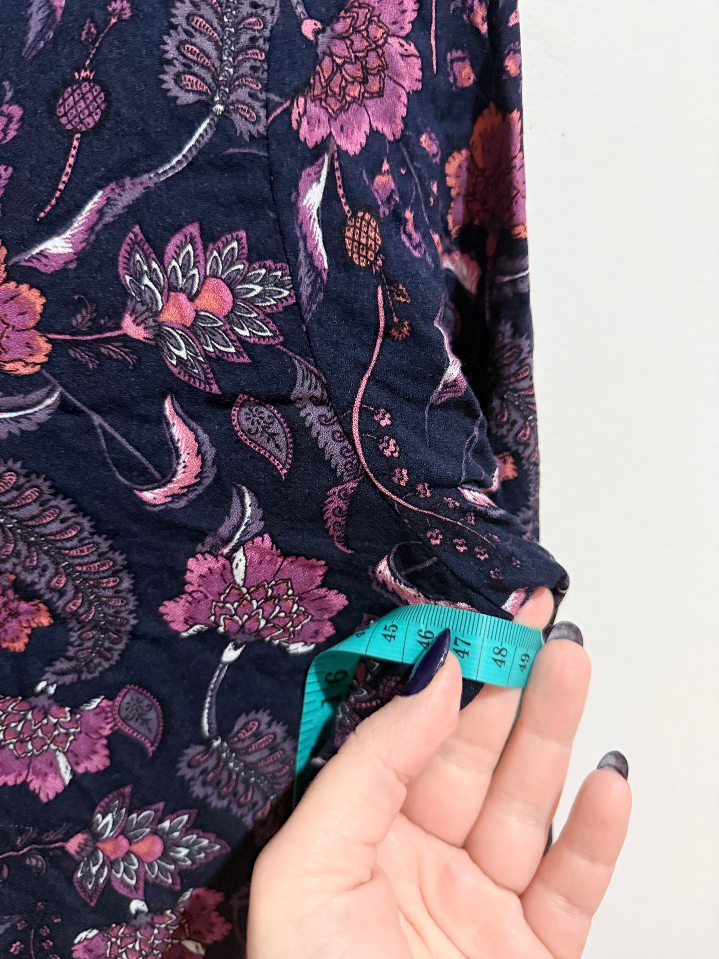 Anko Long Sleeve Tie-waist Dress Floral Print Size U/arm to U/arm 48cm