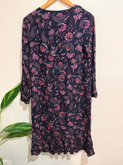 Anko Long Sleeve Tie-waist Dress Floral Print Size U/arm to U/arm 48cm