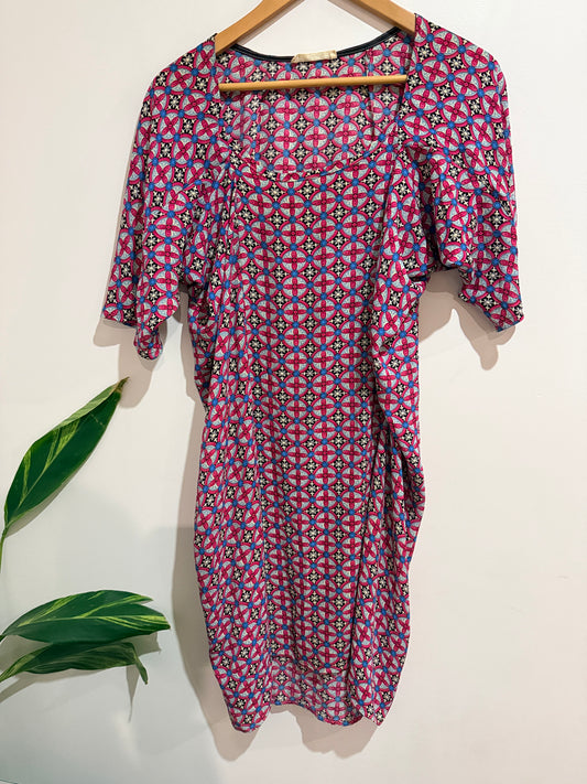 Vanilla Ink By Susan Duckworth Batwing Sleeve Shift Dress Size S/M