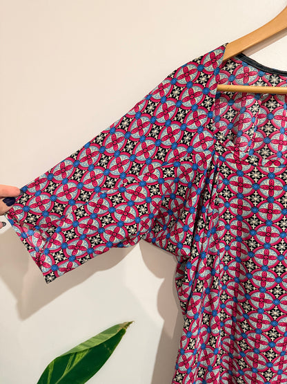 Vanilla Ink By Susan Duckworth Batwing Sleeve Shift Dress Size S/M