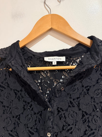 Shanton Collared Lace Shirt Dress Black Size 8
