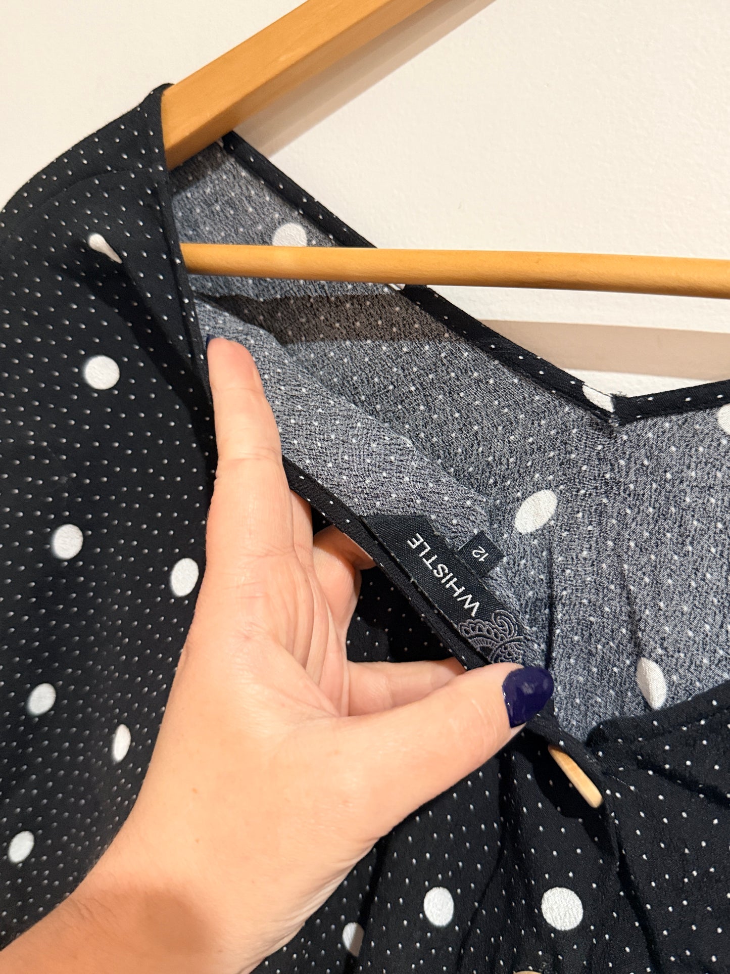 Whistle Polka Dot V-neck Blouse Size 12