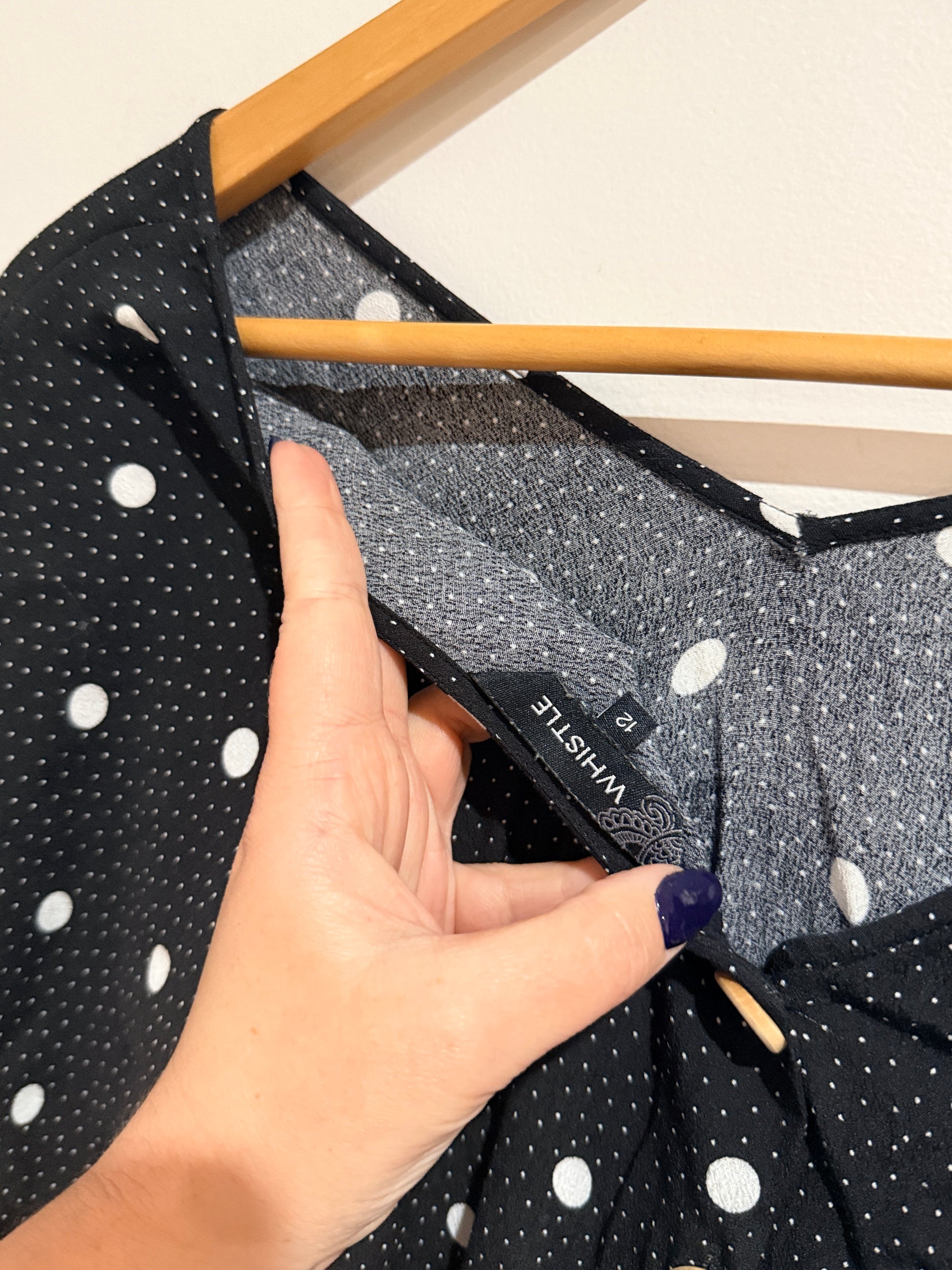 Whistle Polka Dot V-neck Blouse Size 12