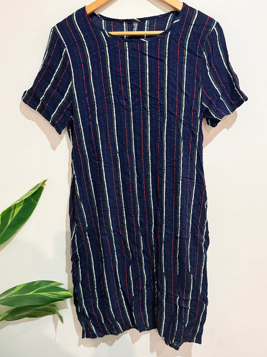HFRAMAY Striped Textured Shift Dress Size U/arm to U/arm 46cm