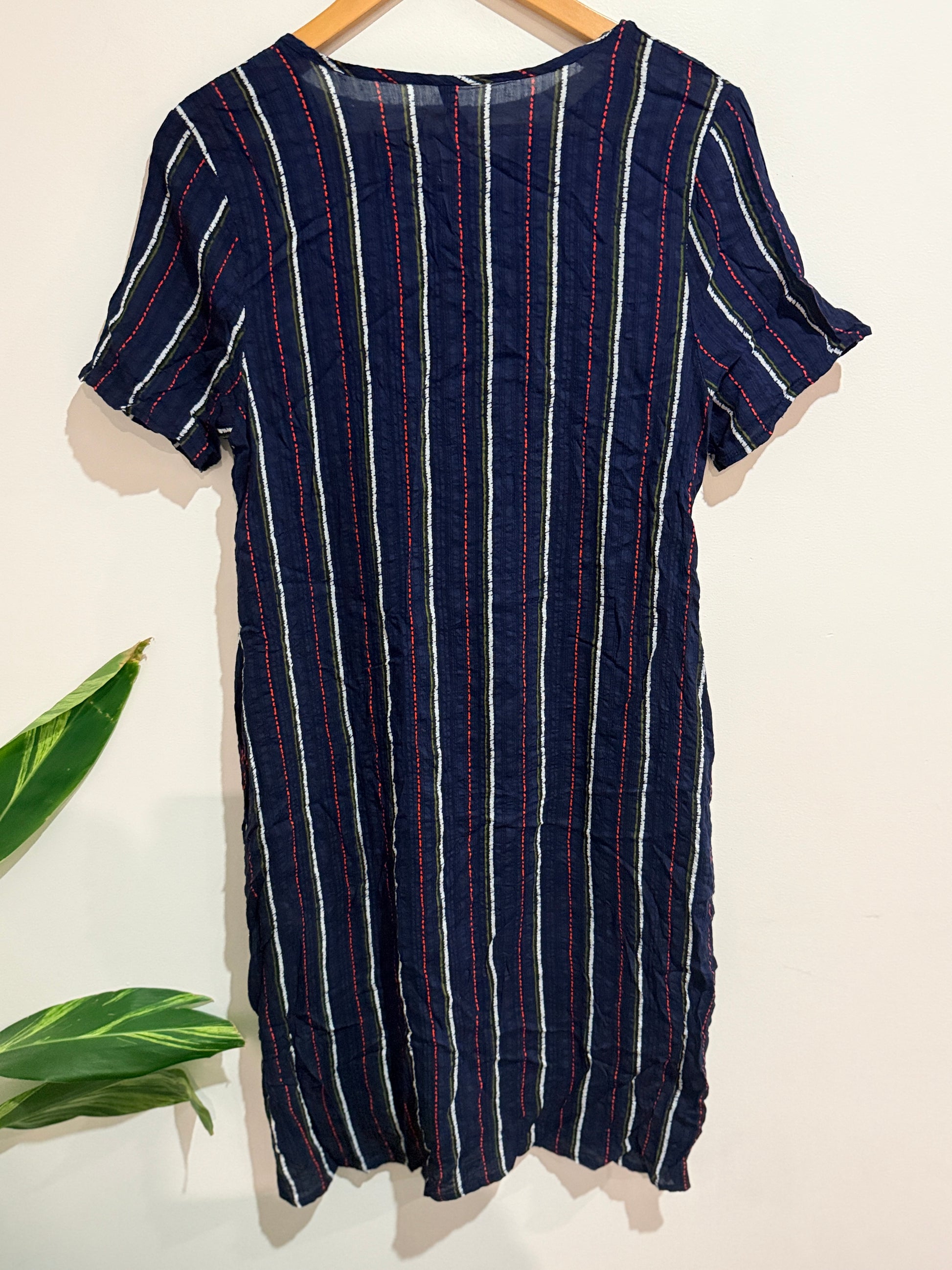 HFRAMAY Striped Textured Shift Dress Size U/arm to U/arm 46cm