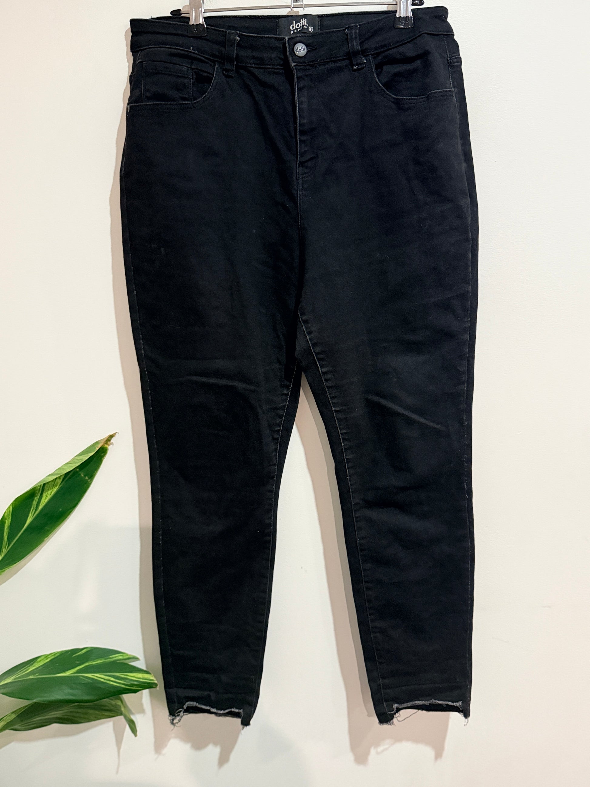 Dotti Denim Black High-waisted Skinny Jeans Size 16