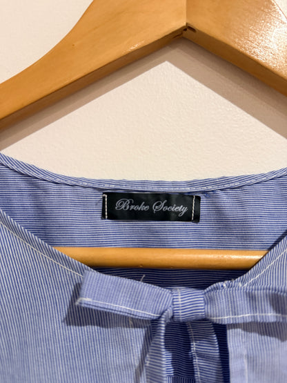 Broke Society Pinstripe Puff-sleeve Peplum Top Size U/arm to U/arm 56cm