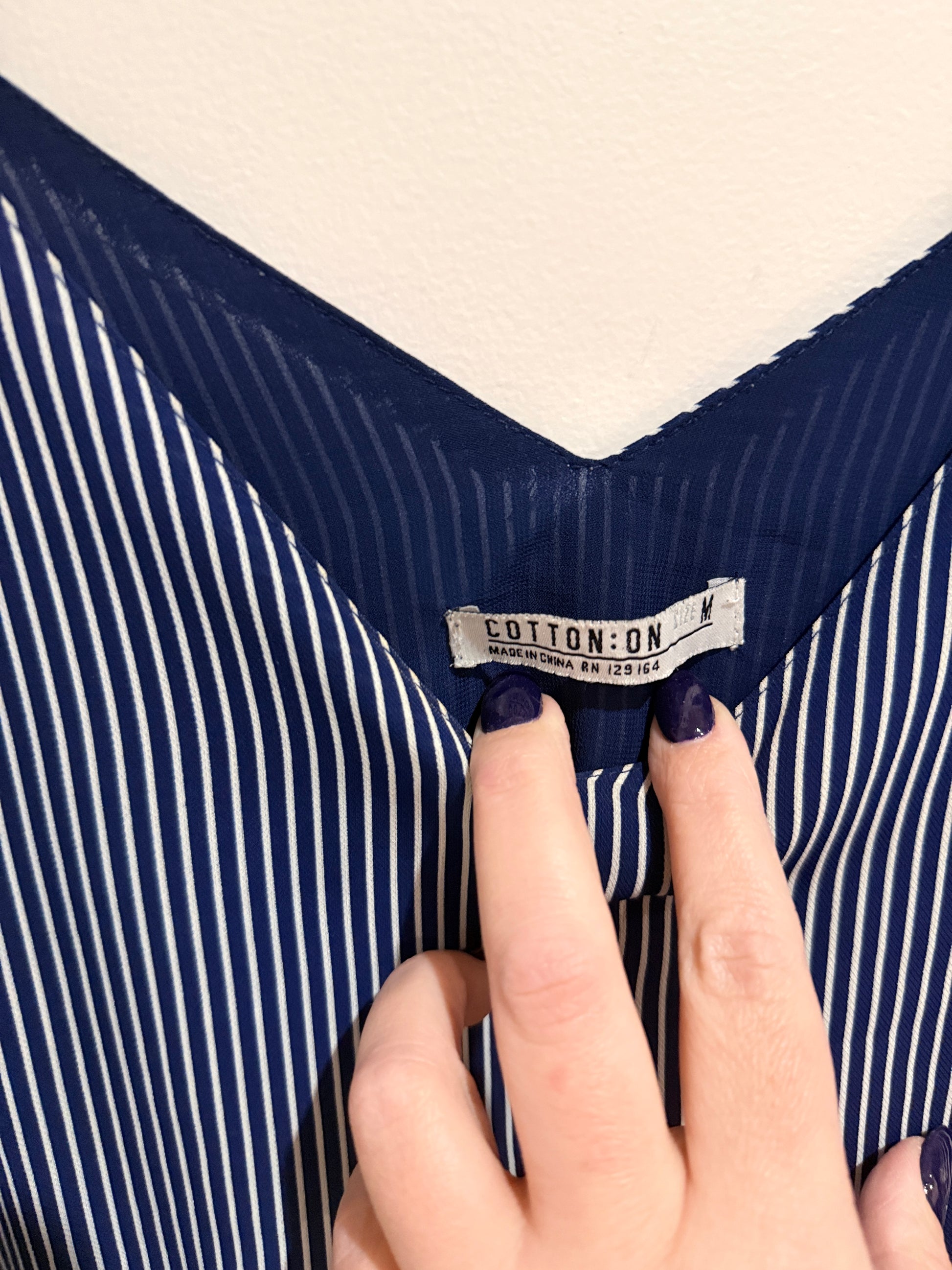 Cotton:on Pinstripe Scalloped Hem Cami Size M