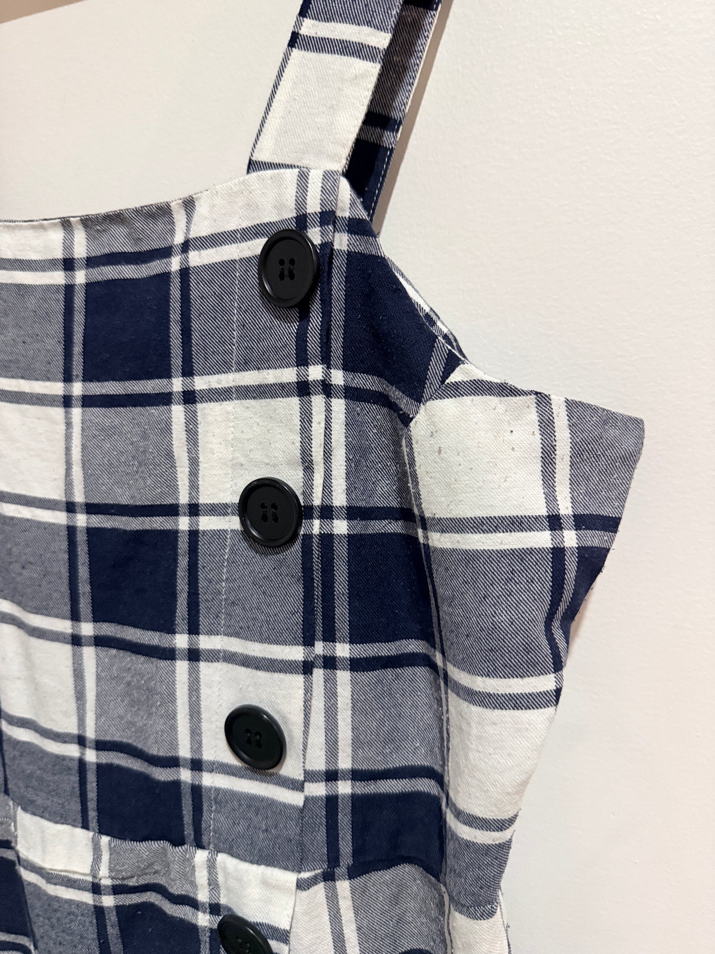 Mirrou Check Button-front Pinafore Dress Size 14