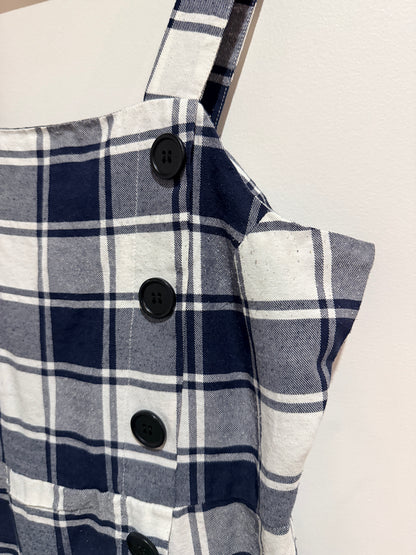 Mirrou Check Button-front Pinafore Dress Size 14