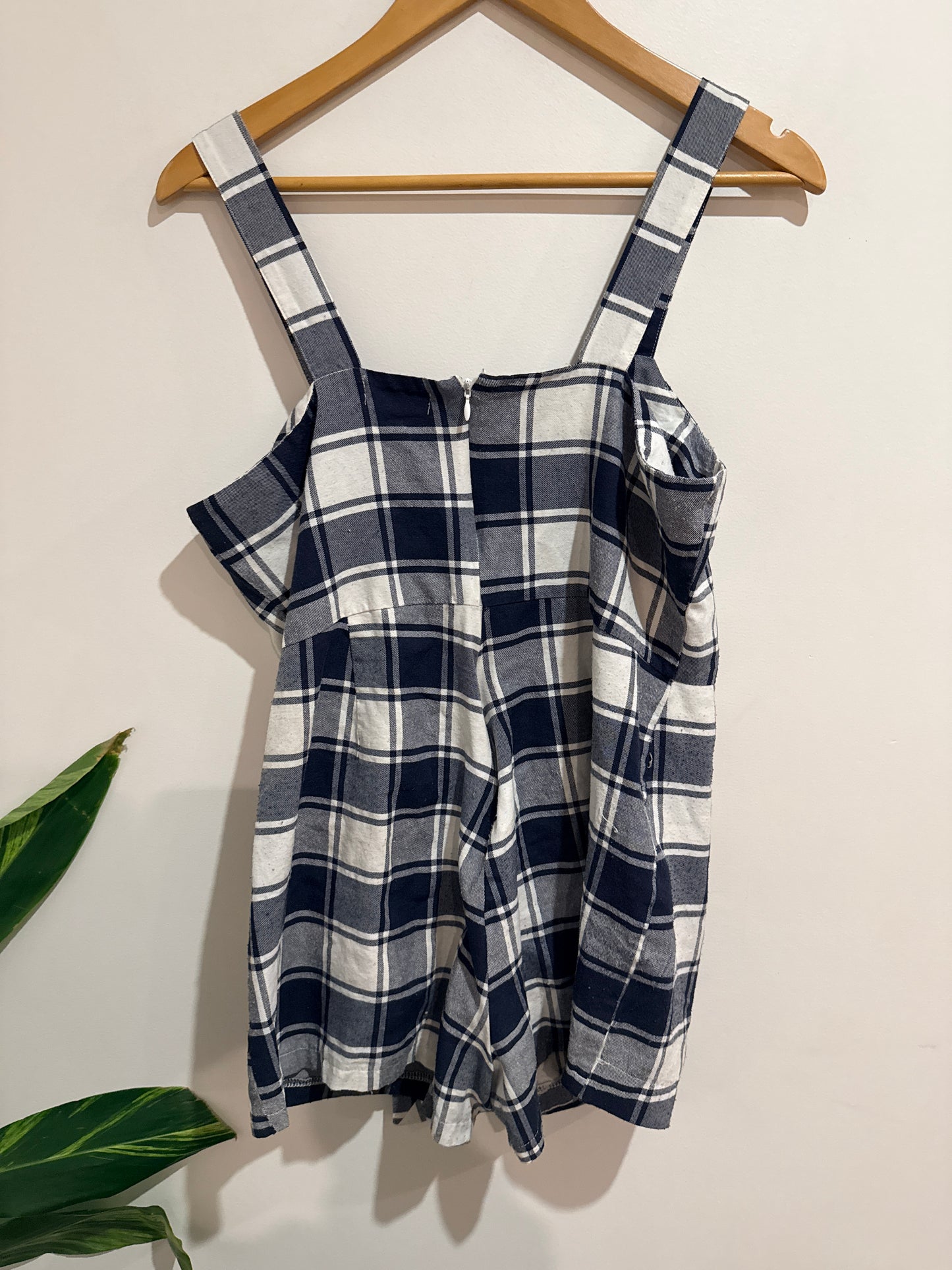 Mirrou Check Button-front Pinafore Dress Size 14