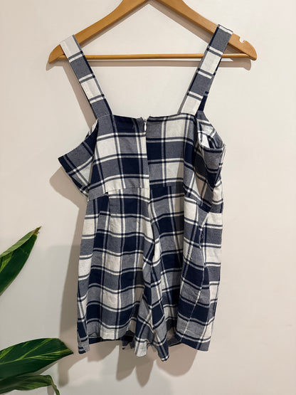 Mirrou Check Button-front Pinafore Dress Size 14