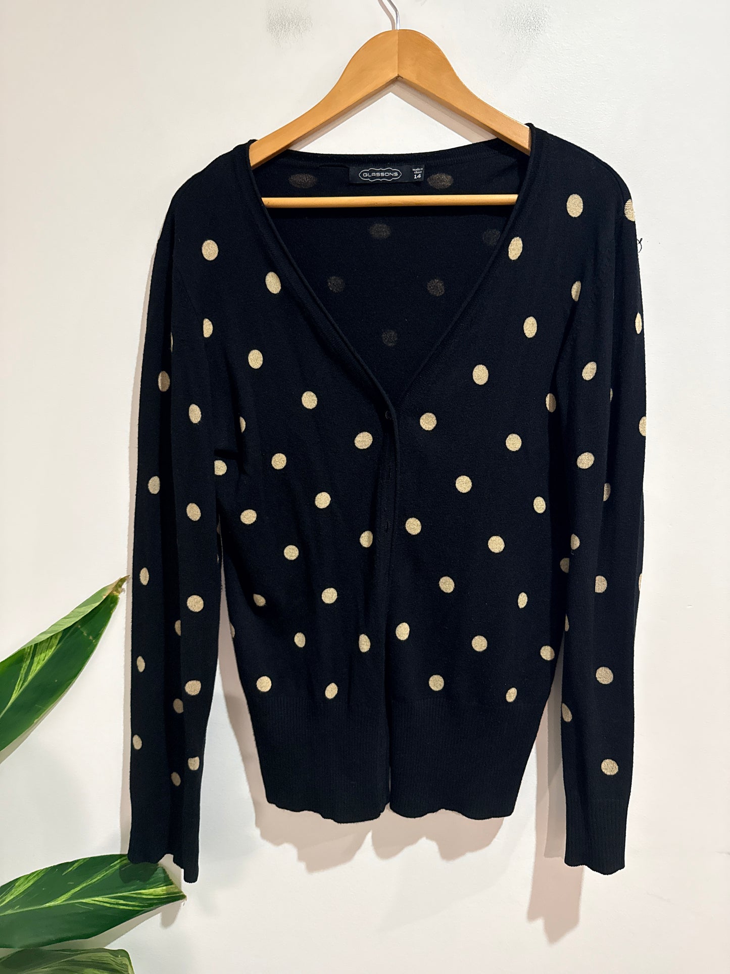 Glassons Polka Dot Knit Cardigan Size 14