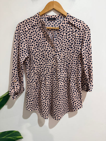 Cocomo Polka Dot Collared Blouse Size U/arm to U/arm 48cm