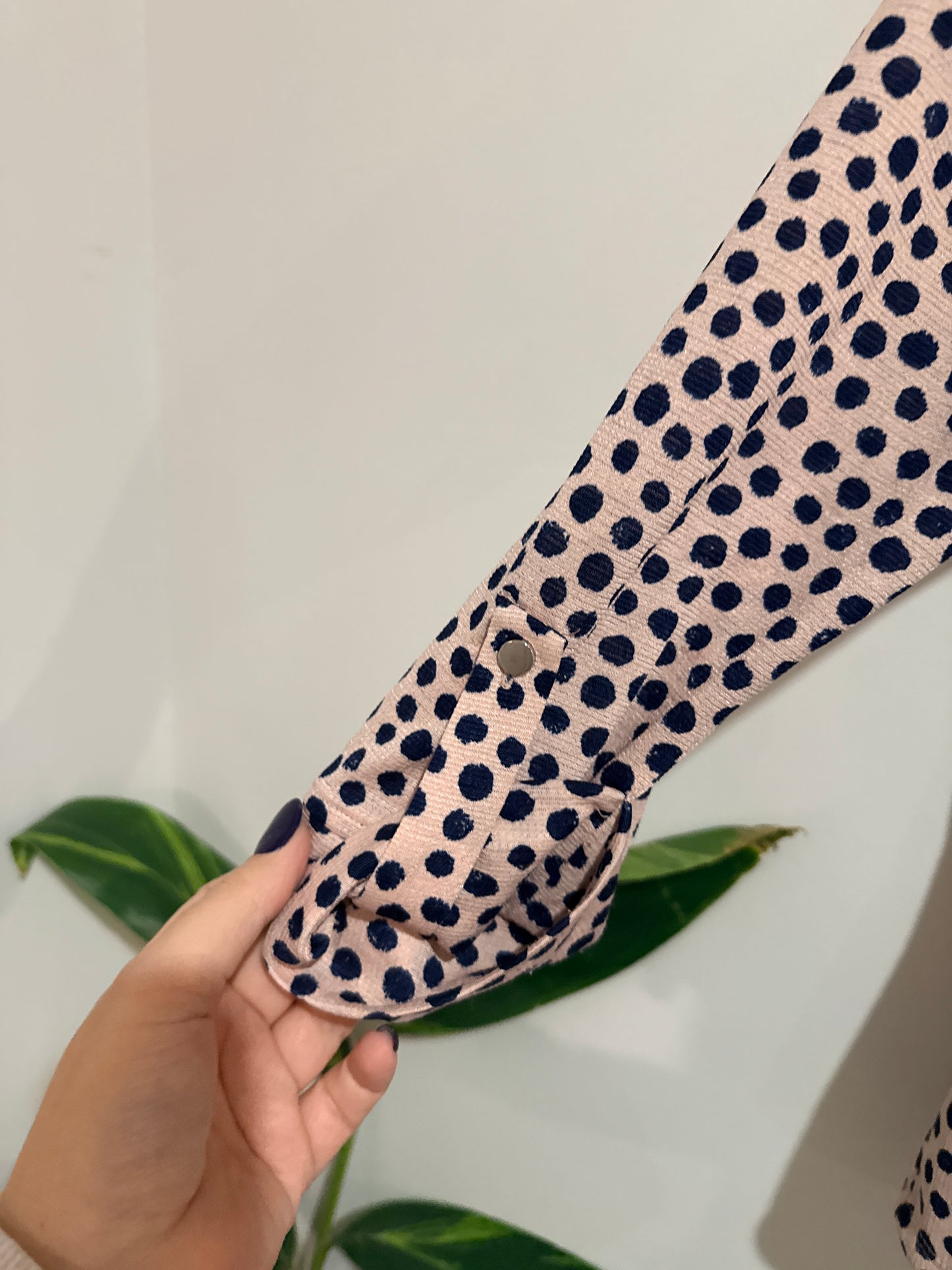 Cocomo Polka Dot Collared Blouse Size U/arm to U/arm 48cm