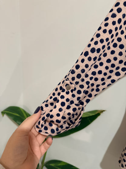 Cocomo Polka Dot Collared Blouse Size U/arm to U/arm 48cm