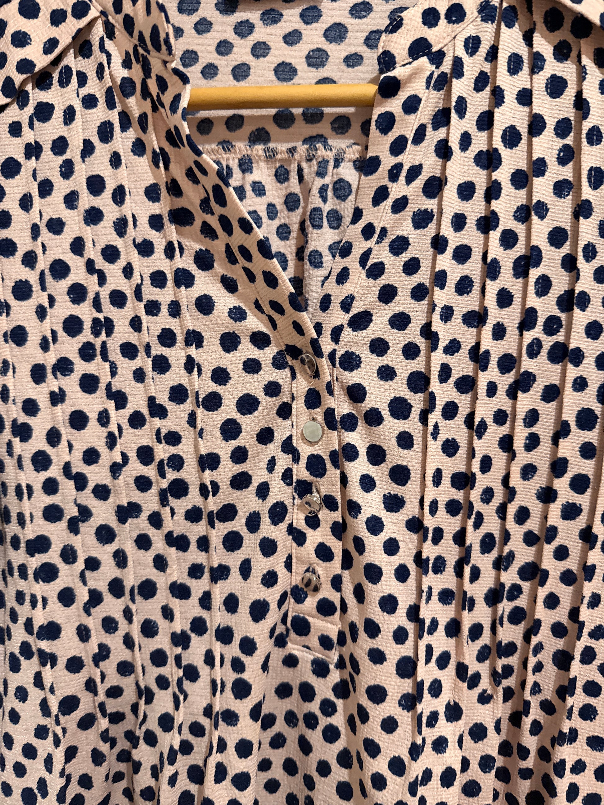 Cocomo Polka Dot Collared Blouse Size U/arm to U/arm 48cm