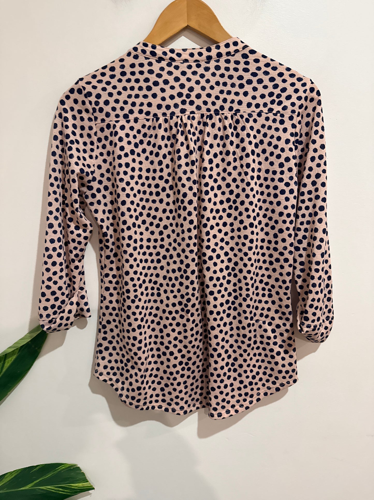 Cocomo Polka Dot Collared Blouse Size U/arm to U/arm 48cm