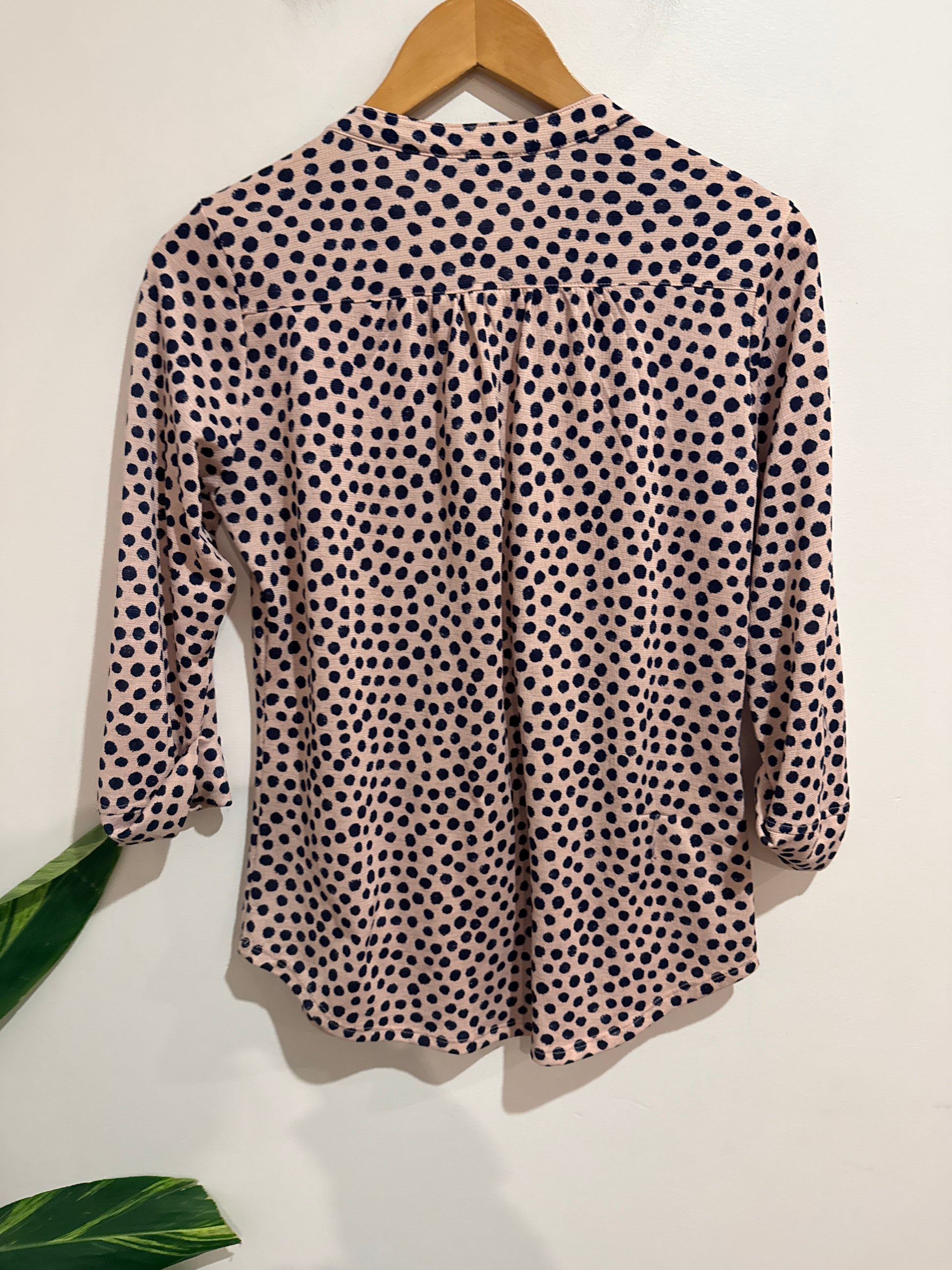 Cocomo Polka Dot Collared Blouse Size U/arm to U/arm 48cm