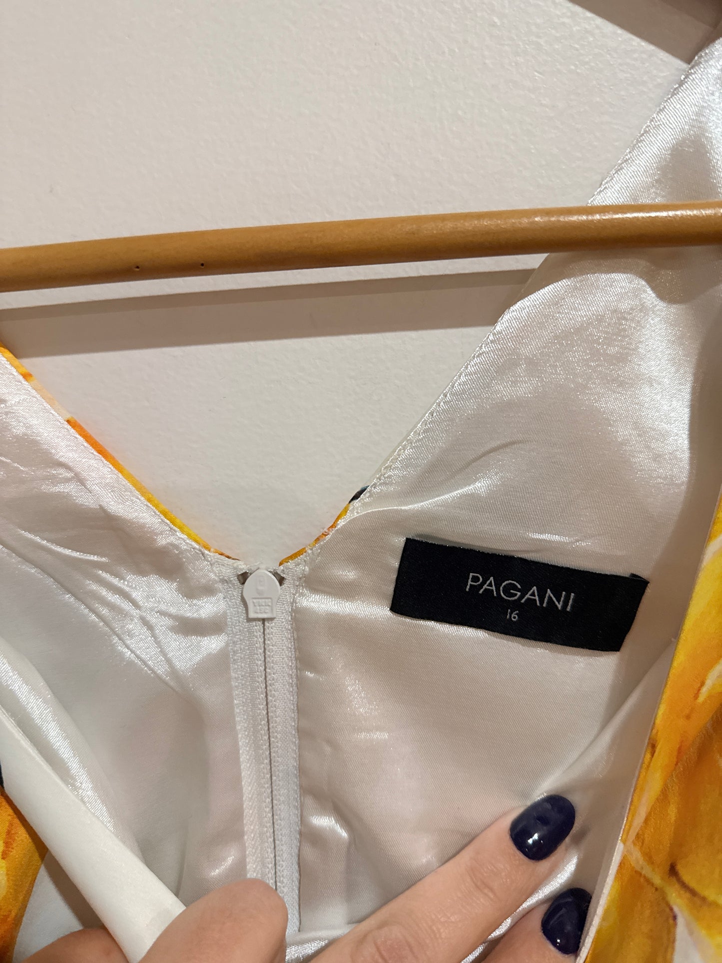 Pagani Yellow Rose Print Belted Midi Dress Size 16