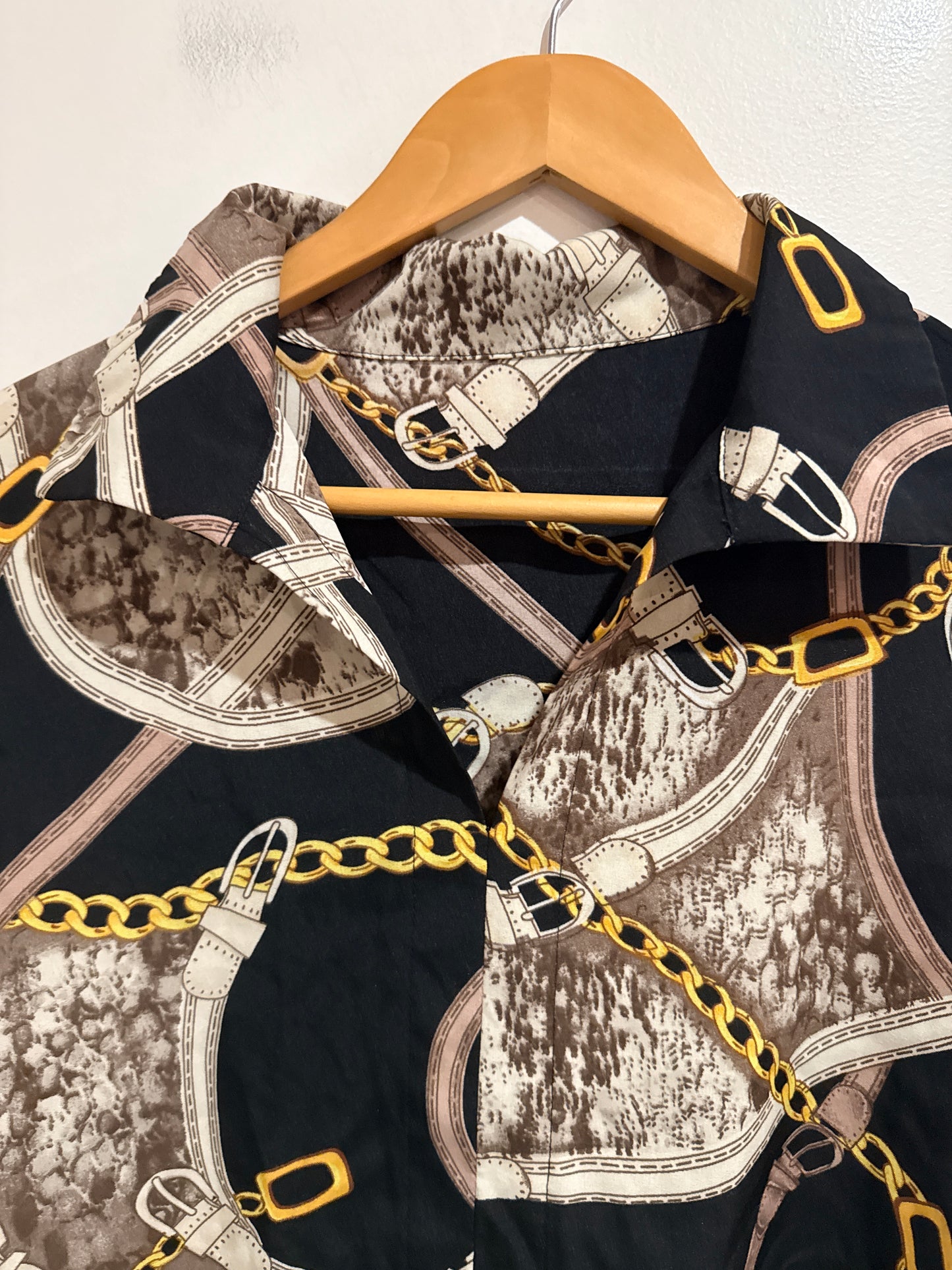 SHEIN Buckle Print Long Sleeve Shirt Size S