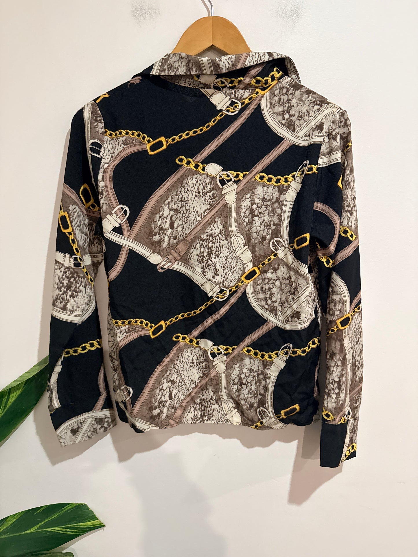 SHEIN Buckle Print Long Sleeve Shirt Size S