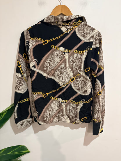 SHEIN Buckle Print Long Sleeve Shirt Size S