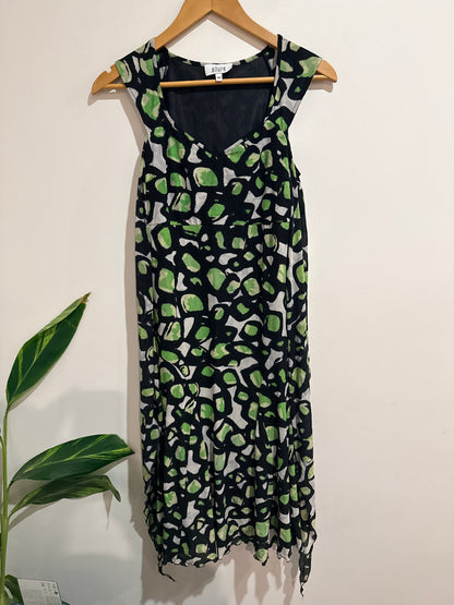 Allure Abstract Print Mesh Overlay Dress Size 10