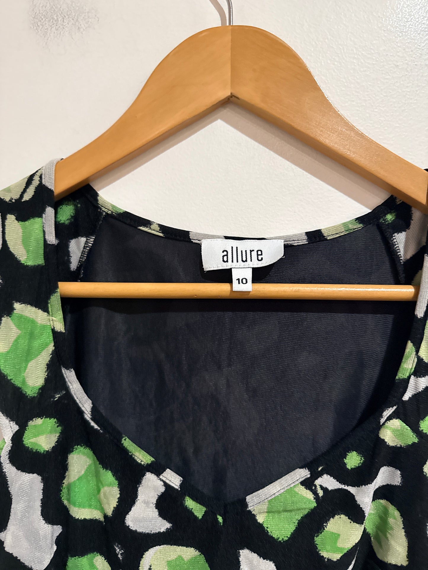 Allure Abstract Print Mesh Overlay Dress Size 10