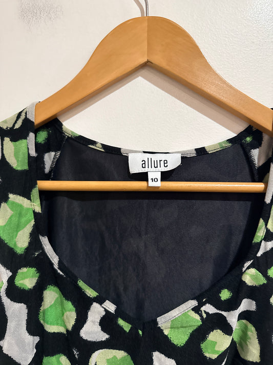 Allure Abstract Print Mesh Overlay Dress Size 10