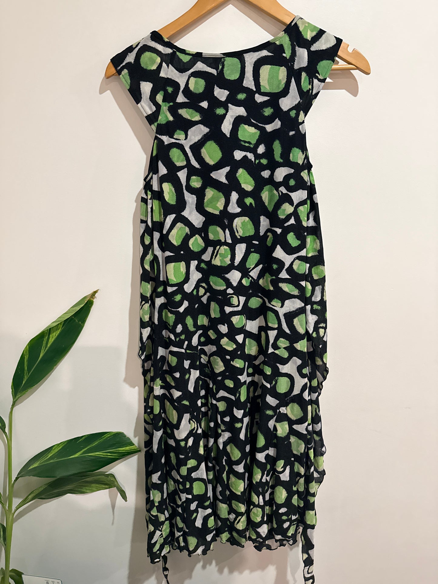 Allure Abstract Print Mesh Overlay Dress Size 10