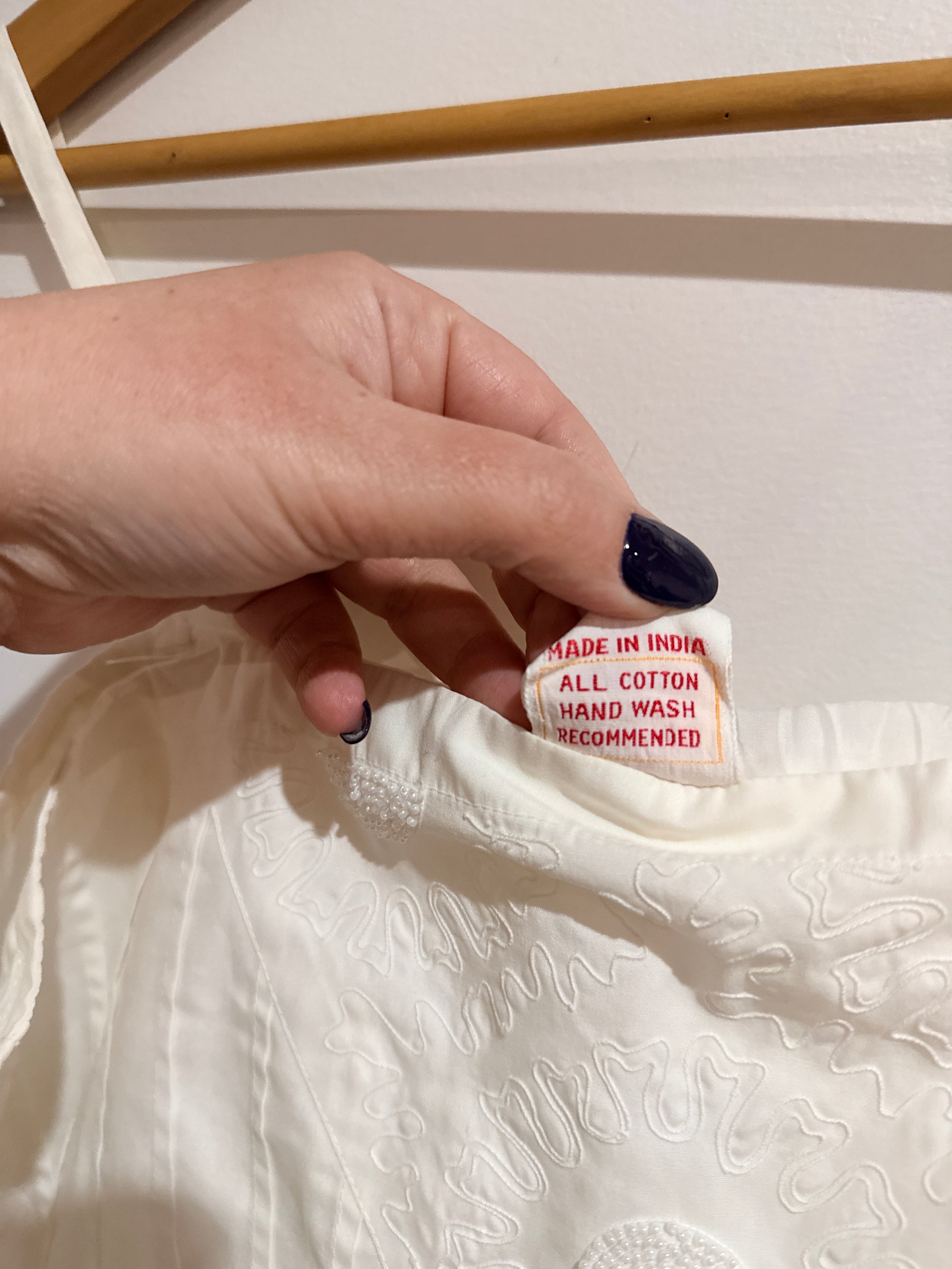 Brand Unknown Beaded Embroidered Cotton Sundress Size M (U/arm to U/arm 46cm)