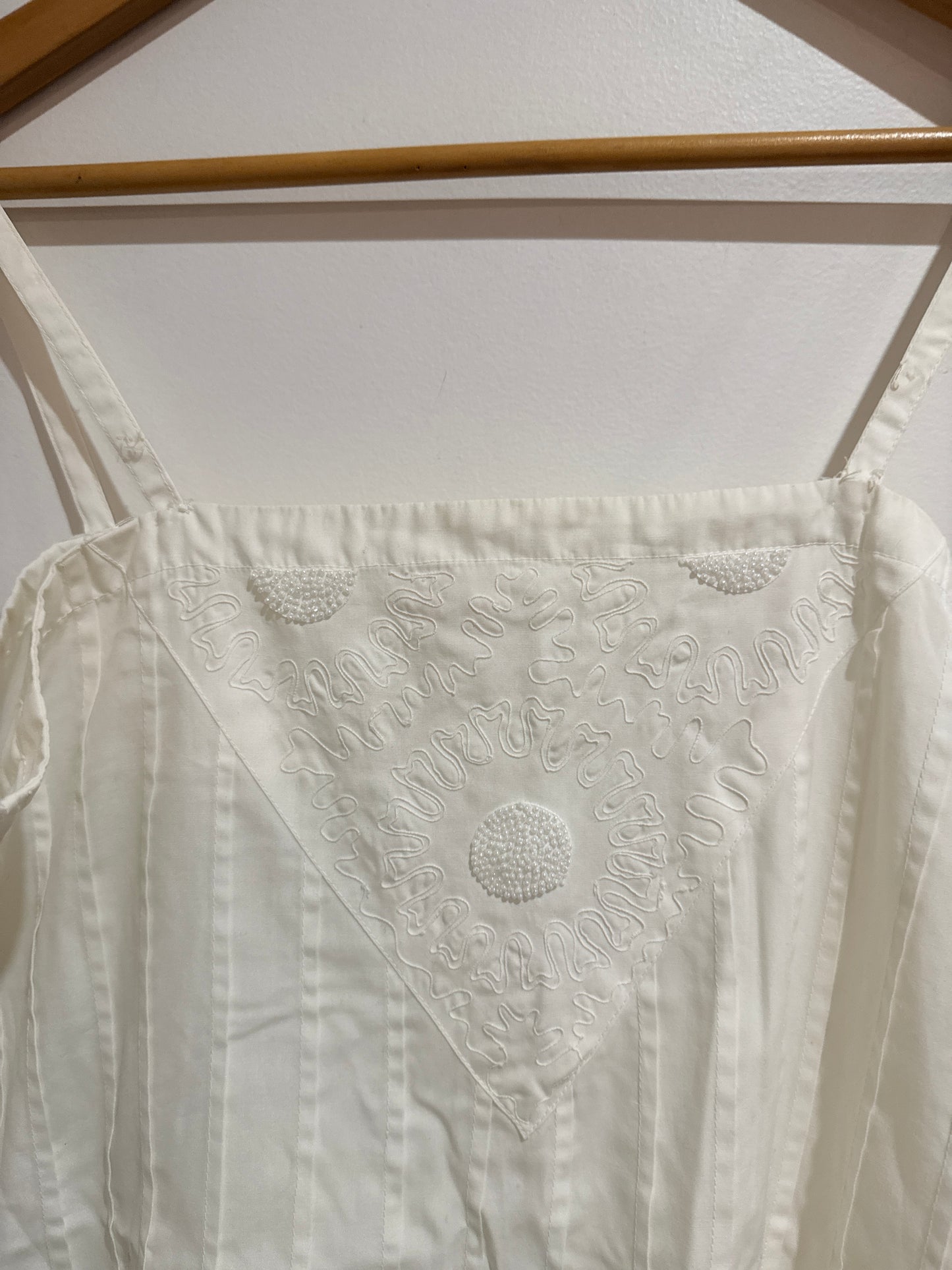 Brand Unknown Beaded Embroidered Cotton Sundress Size M (U/arm to U/arm 46cm)
